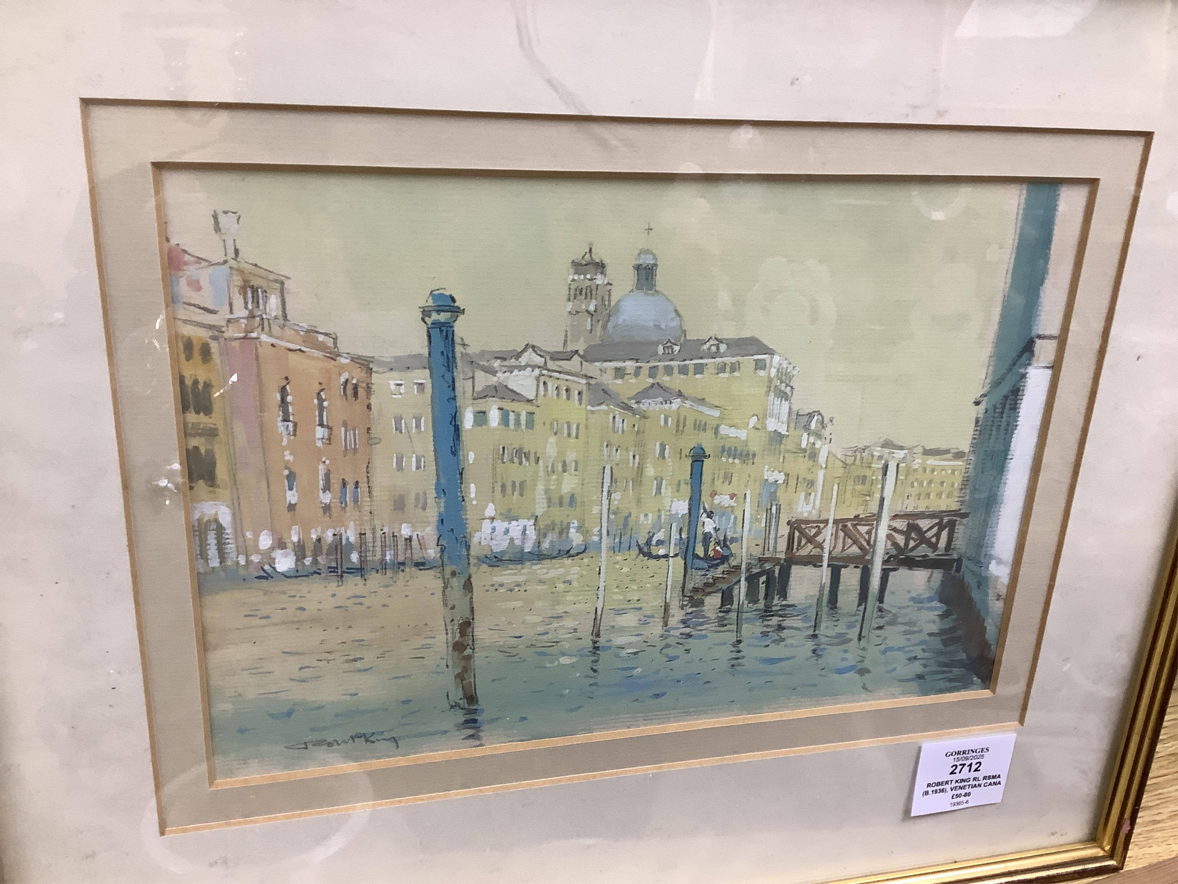 Robert King Rl RSMA (b.1936), Venetian canal, signed, gouache and watercolour, 18 x 27cm